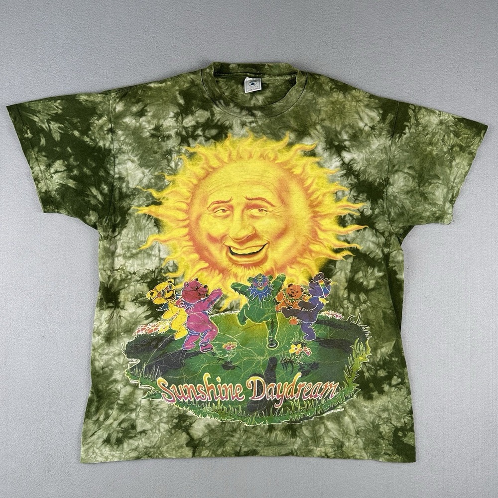Vintage 90s Grateful Dead Shirt Men's Large Green Tie Dye Sunshine Daydream